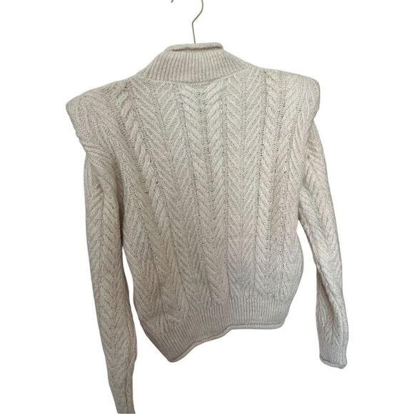 Mango MNG cable knit exaggerated shoulder sweater nwt M - Picture 4 of 7